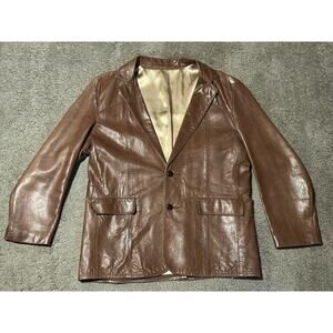 Vintage Vagabond New Hampshire Brown Leather Blazer Jacket Mens 46 From 1970’s